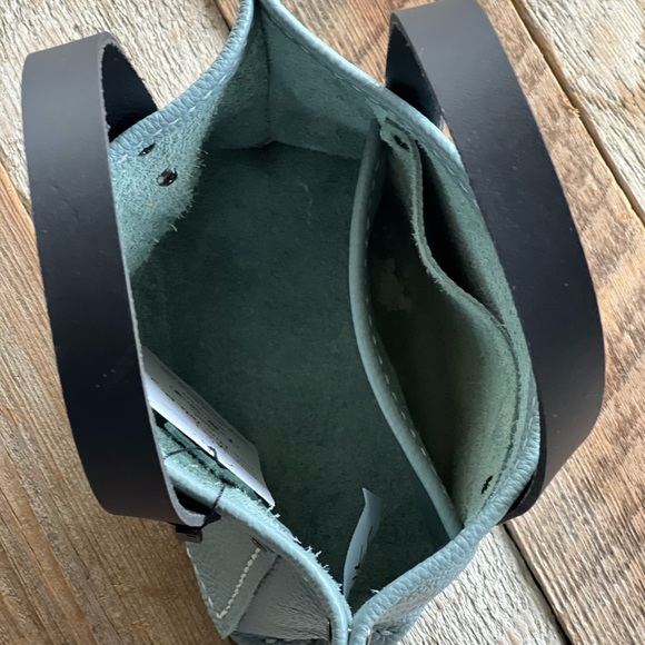 Handmade Mini Sea Foam Blue Leather Tote Bag - Picture 12 of 13